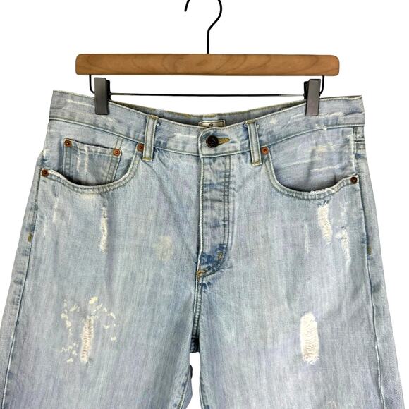 Old Navy Y2K Distressed Light Wash Paint Splatter 100% Cotton Denim Shorts Jorts - Picture 3 of 9
